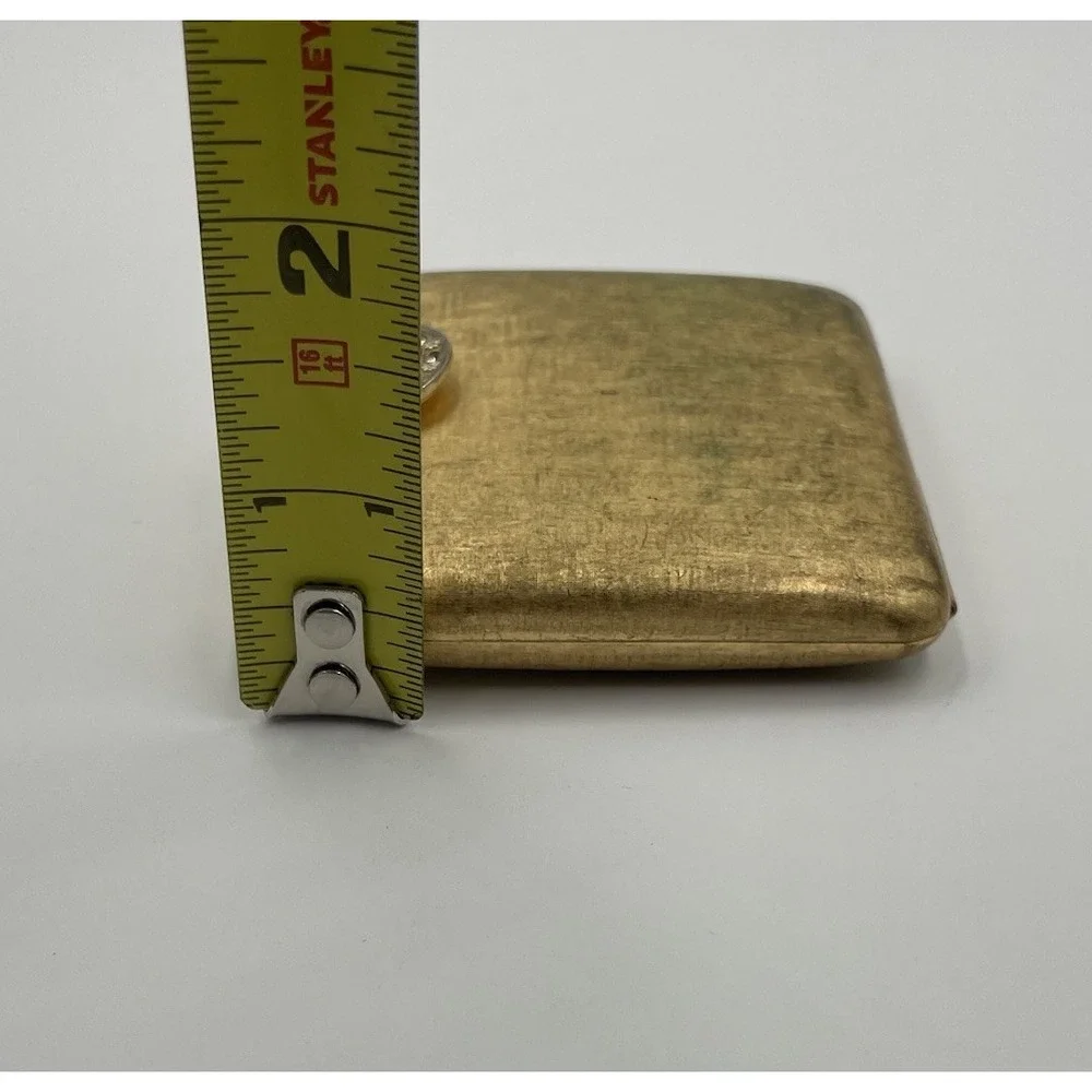 Vintage Gold Tone Metal Rhinestone Clasp Mirror Powder Compact Box Avon Imperial